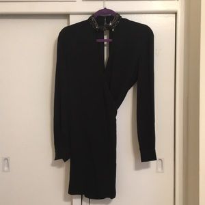 Haute Hippie Beaded Neckline Wrap Dress